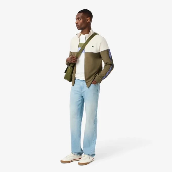 Sudadera con cremallera y bloques de color para hombre