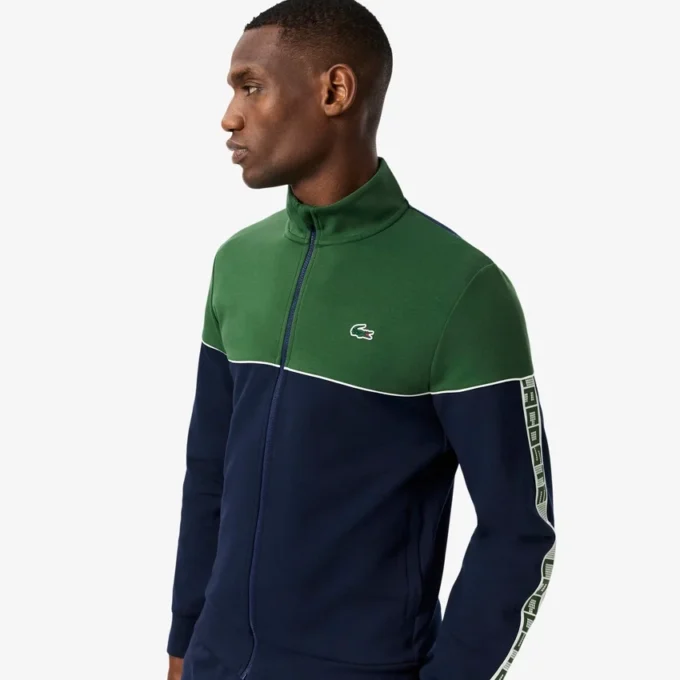 Sudadera con cremallera y bloques de color para hombre