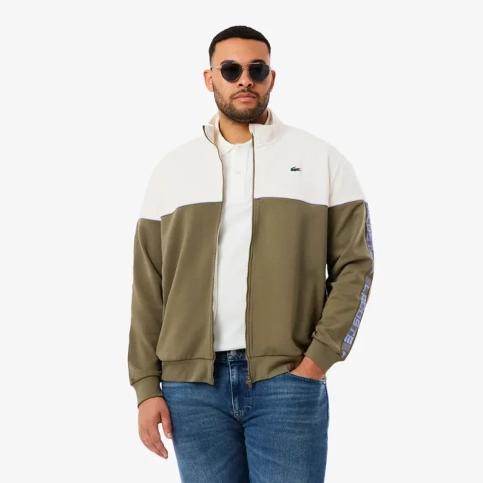 Sudadera con cremallera y bloques de color para hombre