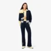 Sudadera con cremallera y detalles de rayas para mujer