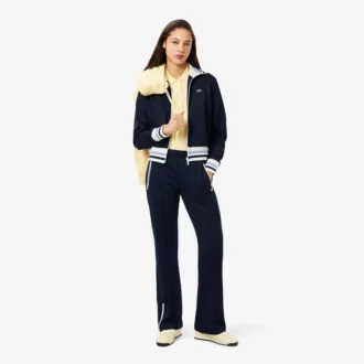 Sudadera con cremallera y detalles de rayas para mujer