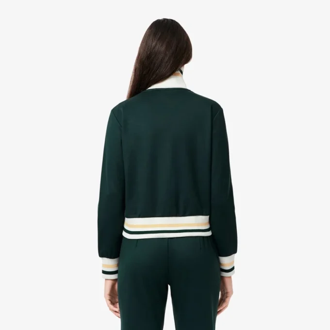 Sudadera con cremallera y detalles de rayas para mujer