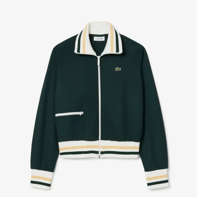 Sudadera con cremallera y detalles de rayas para mujer