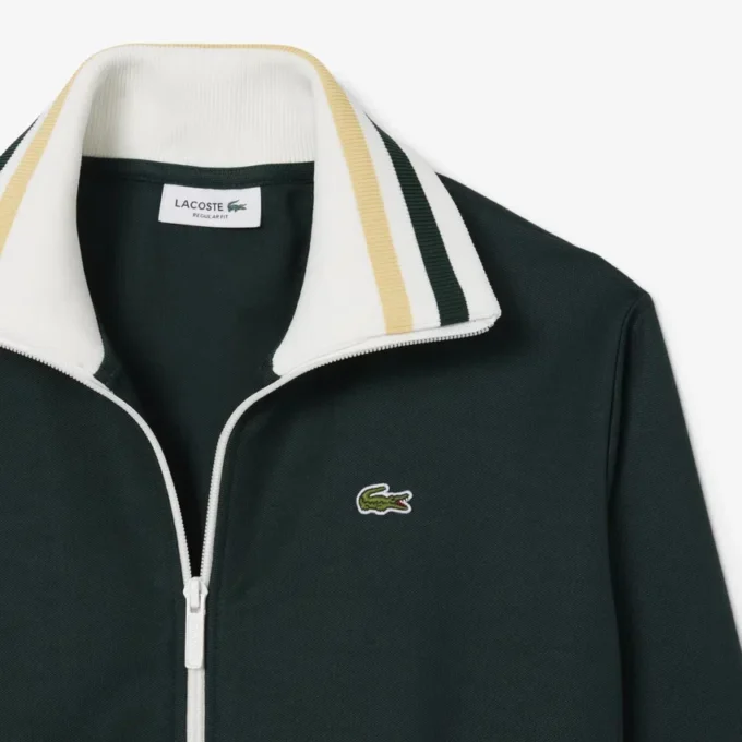 Sudadera con cremallera y detalles de rayas para mujer