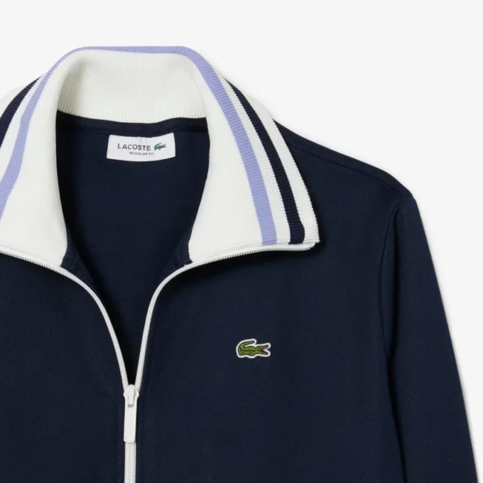 Sudadera con cremallera y detalles de rayas para mujer