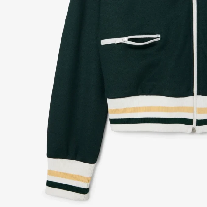 Sudadera con cremallera y detalles de rayas para mujer