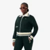 Sudadera con cremallera y detalles de rayas para mujer