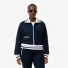 Sudadera con cremallera y detalles de rayas para mujer