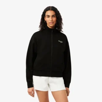 Sudadera con cremallera y insignia de corte holgado
