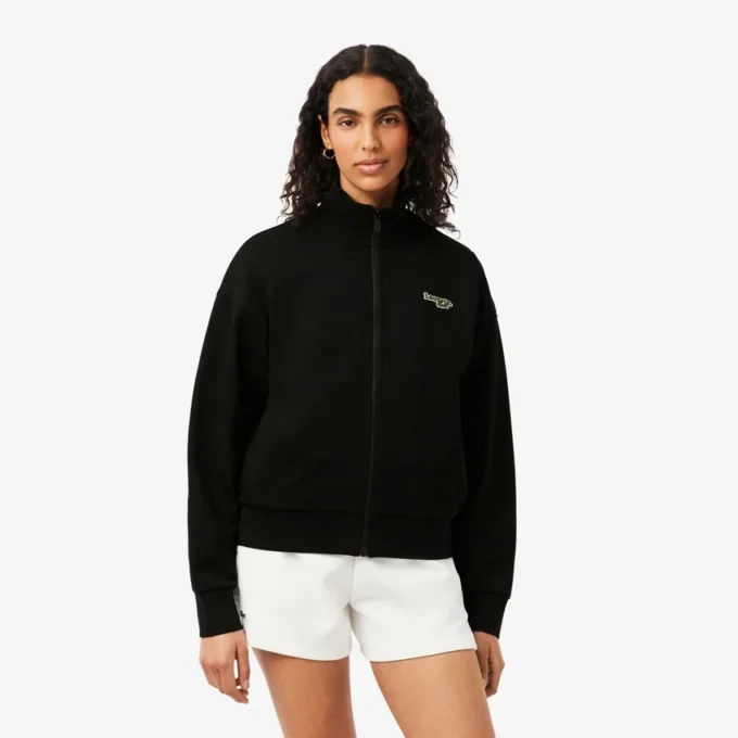 Sudadera con cremallera y insignia de corte holgado
