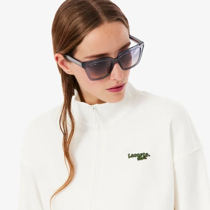 Sudadera con cremallera y insignia de corte holgado