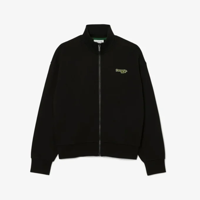 Sudadera con cremallera y insignia de corte holgado