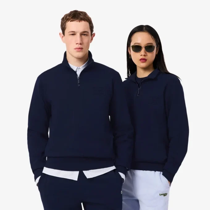 Sudadera con cuello alto y cremallera en relieve