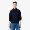 Sudadera de algodón con cuello polo y ribete para hombre