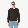 Sudadera de algodón con cuello polo y ribete para hombre