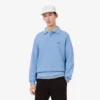 Sudadera de algodón con cuello polo y ribete para hombre