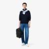 Sudadera de algodón con cuello polo y ribete para hombre