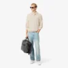 Sudadera de algodón con cuello polo y ribete para hombre