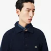 Sudadera de algodón con cuello polo y ribete para hombre
