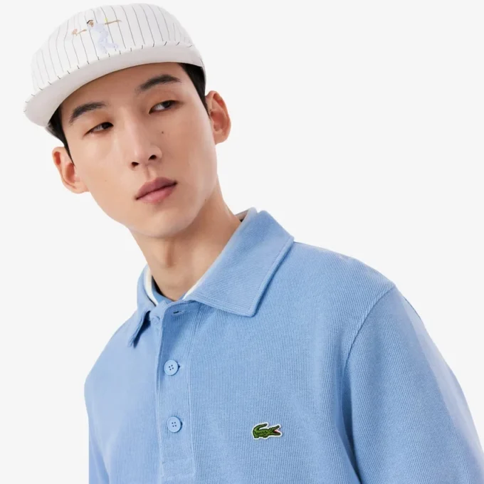 Sudadera de algodón con cuello polo y ribete para hombre