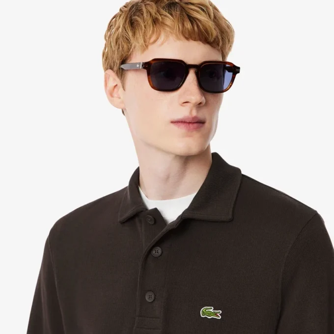 Sudadera de algodón con cuello polo y ribete para hombre