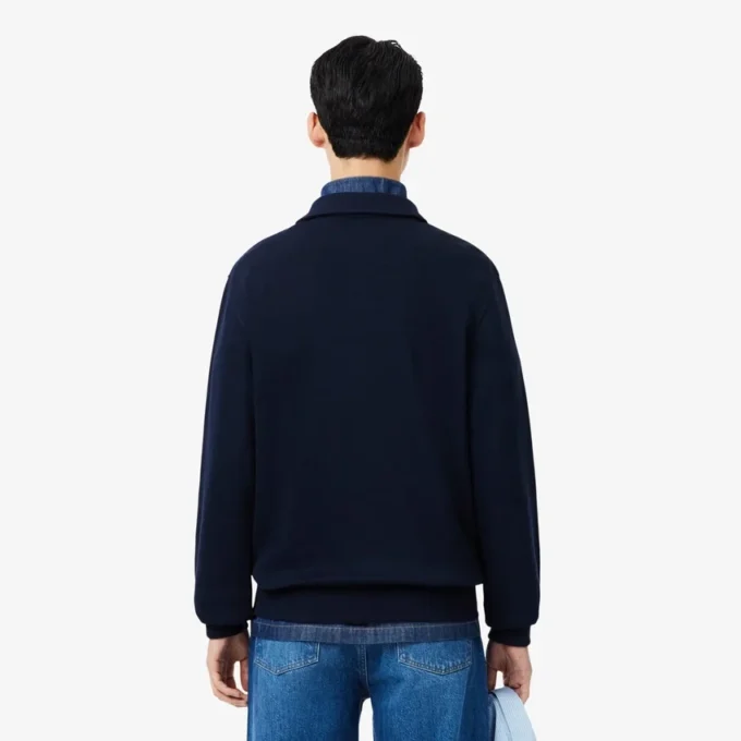 Sudadera de algodón con cuello polo y ribete para hombre