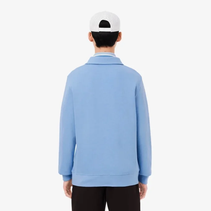 Sudadera de algodón con cuello polo y ribete para hombre