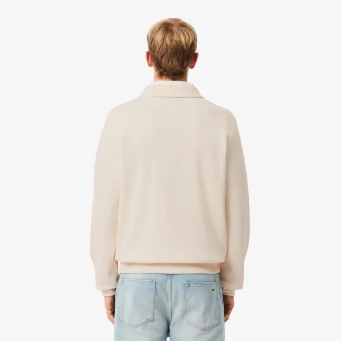 Sudadera de algodón con cuello polo y ribete para hombre
