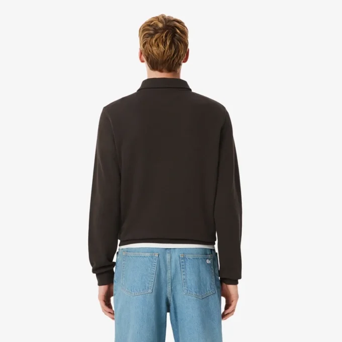 Sudadera de algodón con cuello polo y ribete para hombre