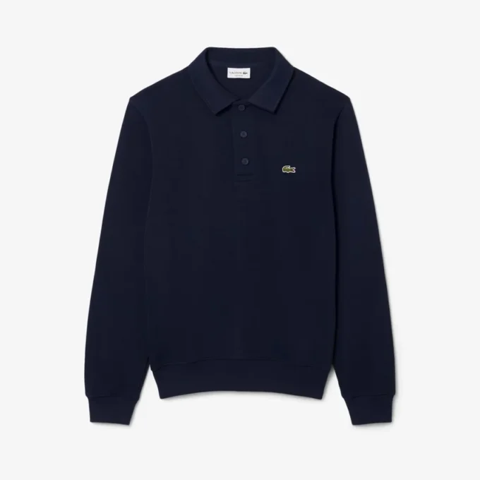 Sudadera de algodón con cuello polo y ribete para hombre