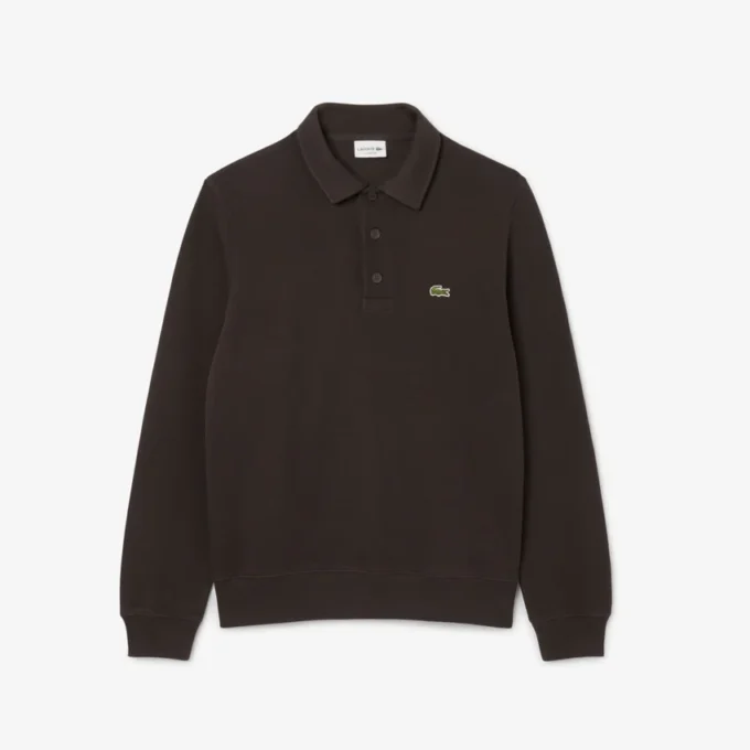Sudadera de algodón con cuello polo y ribete para hombre