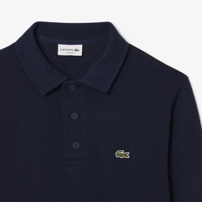 Sudadera de algodón con cuello polo y ribete para hombre
