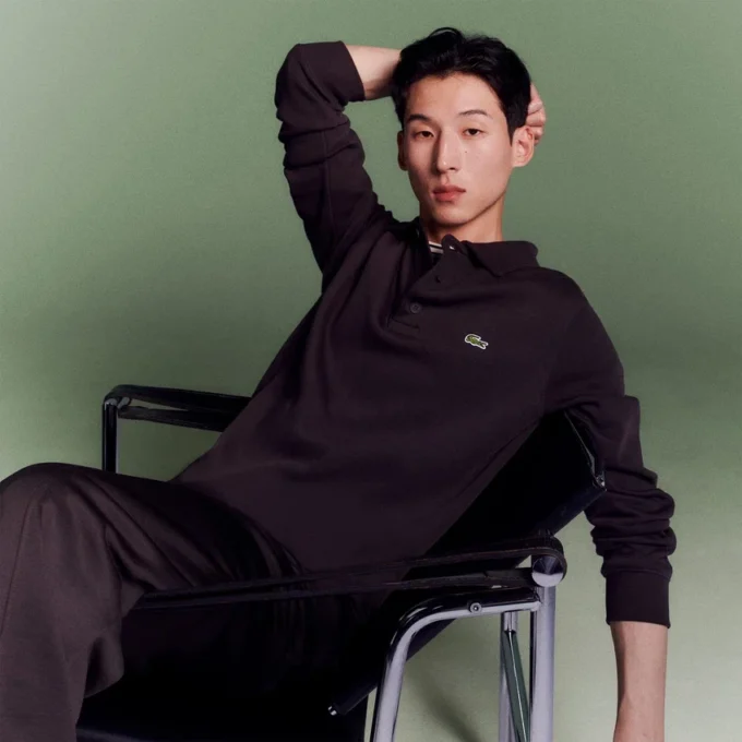 Sudadera de algodón con cuello polo y ribete para hombre