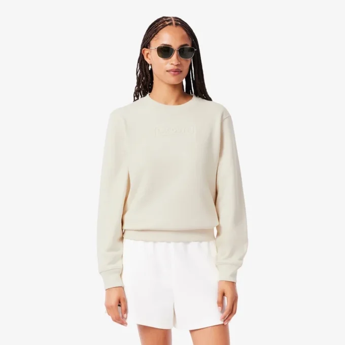 Sudadera de algodón con logotipo en relieve para mujer