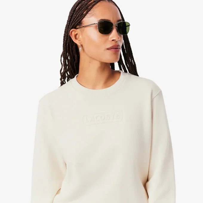 Sudadera de algodón con logotipo en relieve para mujer