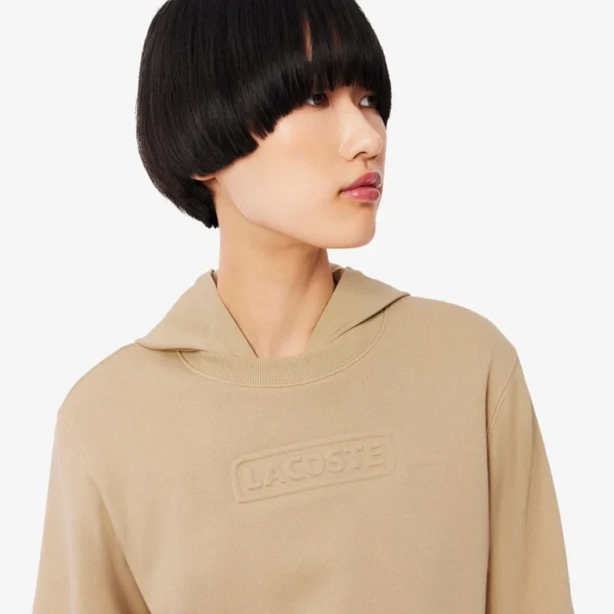 Sudadera de algodón con logotipo en relieve para mujer