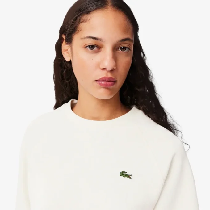Sudadera de cuello redondo con tejido piqué para mujer