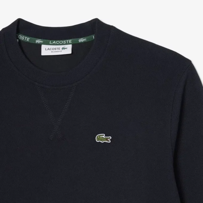 Sudadera de cuello redondo de piqué de corte holgado para mujer