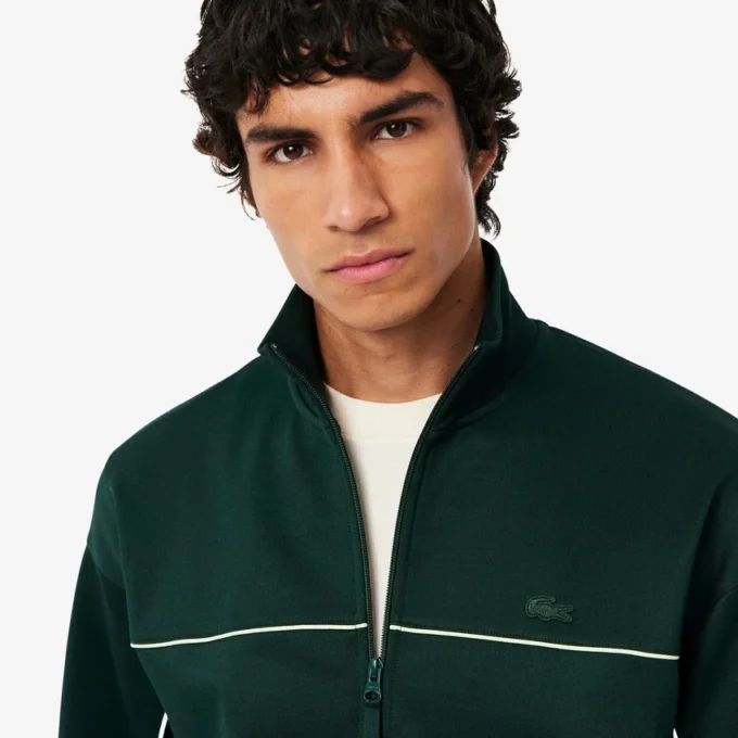 Sudadera de felpa con cremallera y efecto satinado para hombre