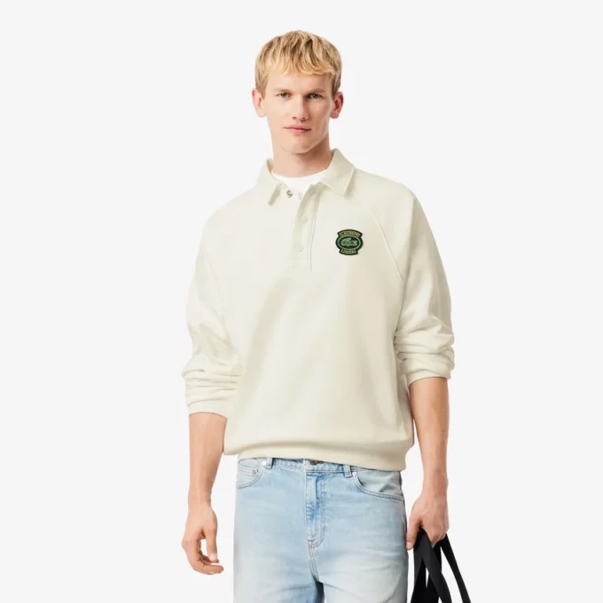 Sudadera de felpa con cuello polo de corte holgado para hombre
