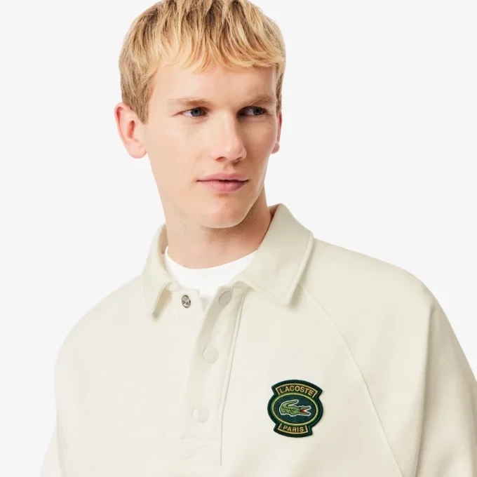 Sudadera de felpa con cuello polo de corte holgado para hombre