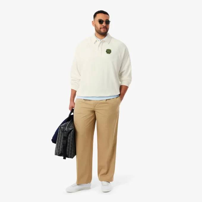 Sudadera de felpa con cuello polo de corte holgado para hombre