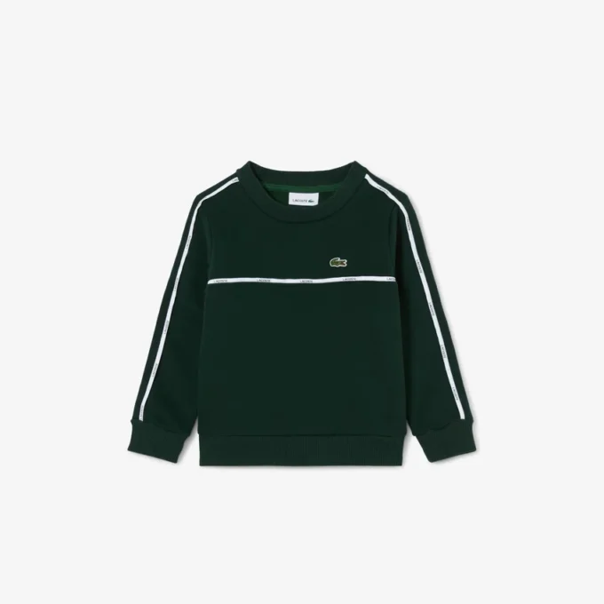 Sudadera de felpa con rayas y logotipo para niño