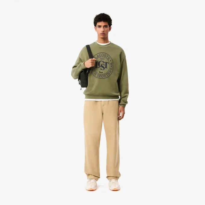 Sudadera de felpa estampada de corte holgado para hombre