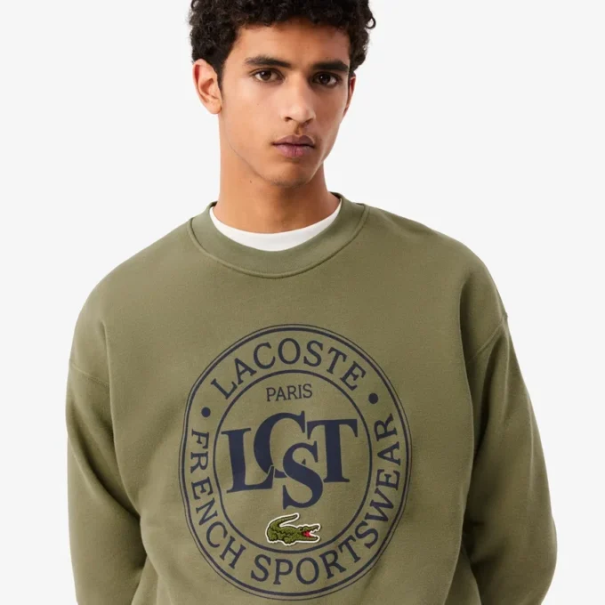 Sudadera de felpa estampada de corte holgado para hombre