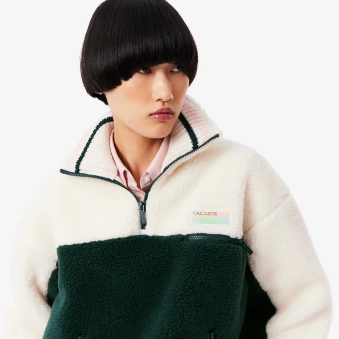 Sudadera de felpa oversize de cuello alto para mujer