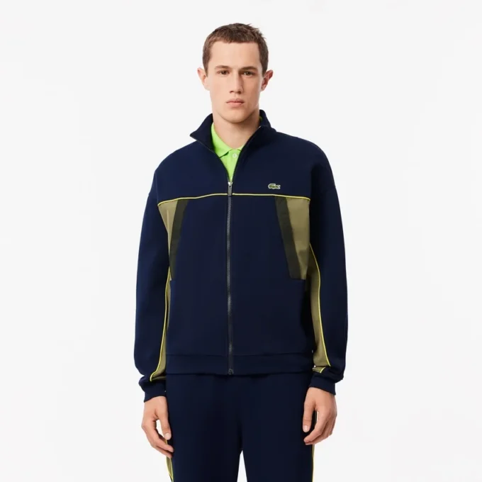 Sudadera de piqué con cremallera y corte holgado para hombre