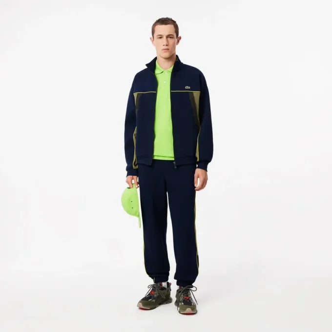 Sudadera de piqué con cremallera y corte holgado para hombre