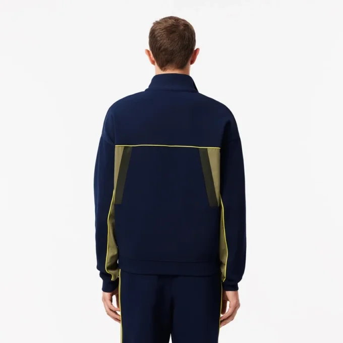 Sudadera de piqué con cremallera y corte holgado para hombre