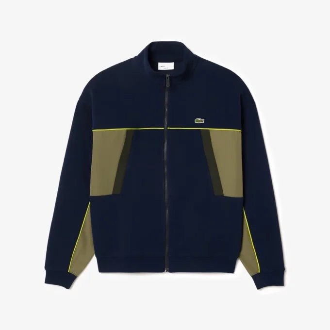 Sudadera de piqué con cremallera y corte holgado para hombre